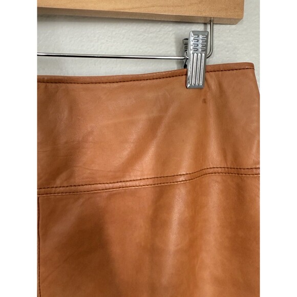 Leith Genuine Leather Soft Brown Knee-length Skirt Size 8 Western Cowboycore - Picture 6 of 13